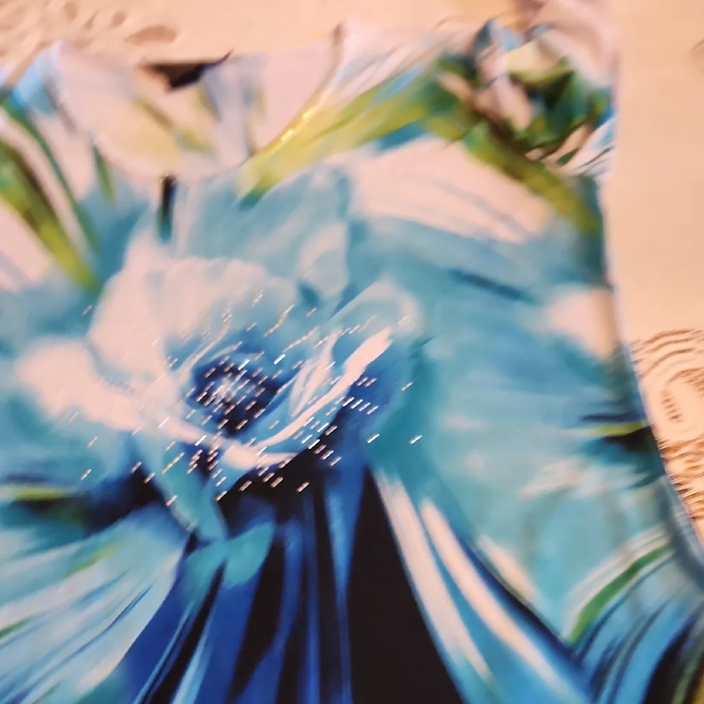 Valentina Blue and White Graphic Blouse - Picture 7 of 8